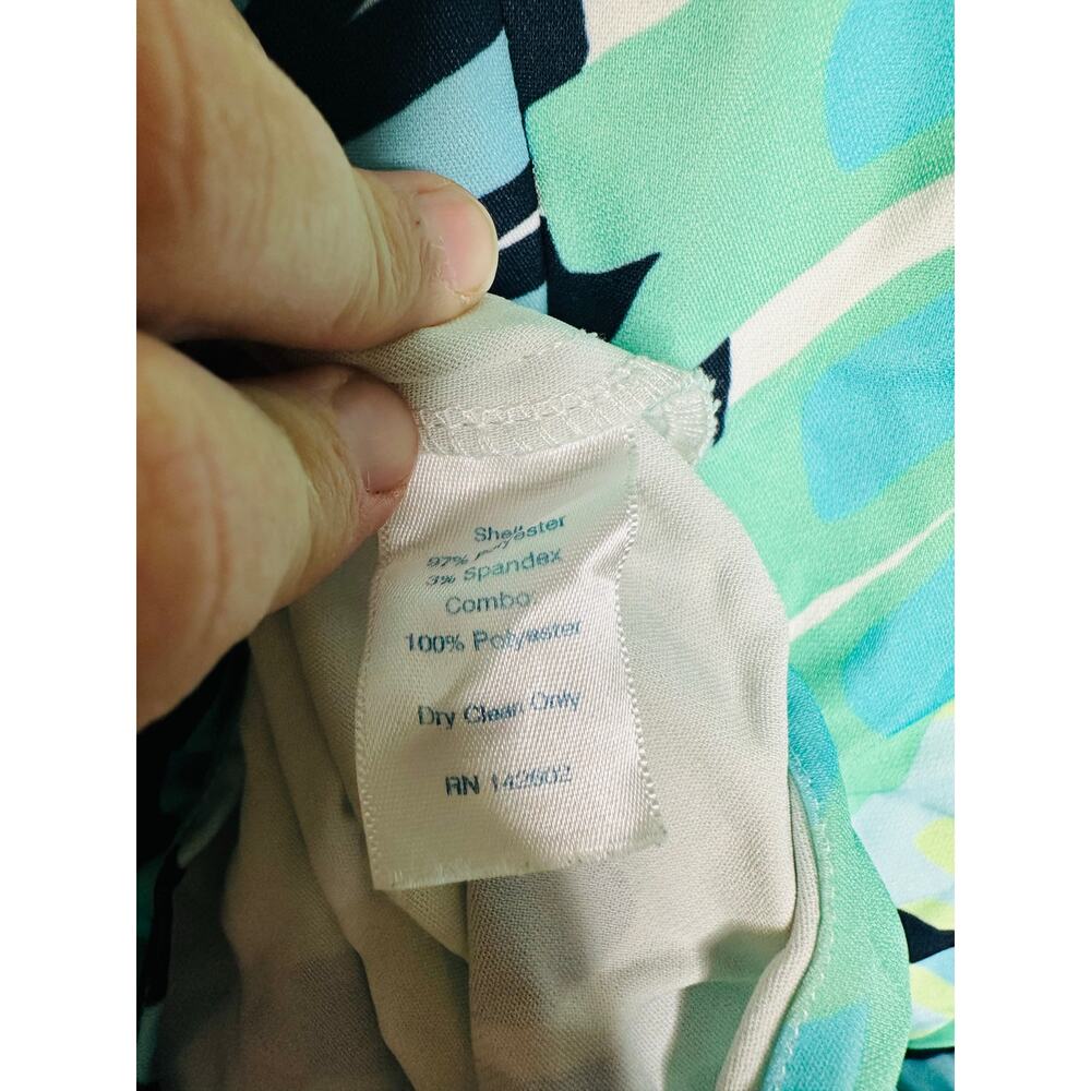 SAIL TO SABLE Blue Palm Tree High Neckline Mock Neck Mini Dress Size 8 - Picture 14 of 15